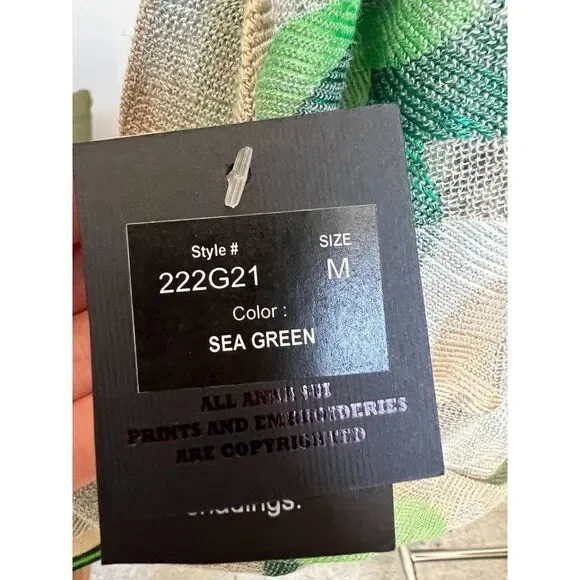 NWT☘️ Anna Sui Green maximalist print Wrap Top blouse sexy Free People sweater M - Picture 10 of 11